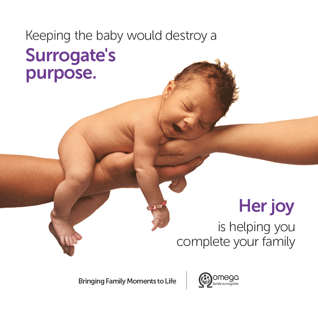 Baby in hands. Surrogates purpose